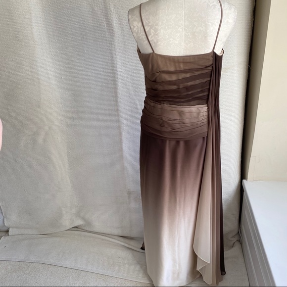 Couture Silk 8 10 Ombré Fade Gathered Dress Brown Formal Gown Prom - Picture 6 of 8